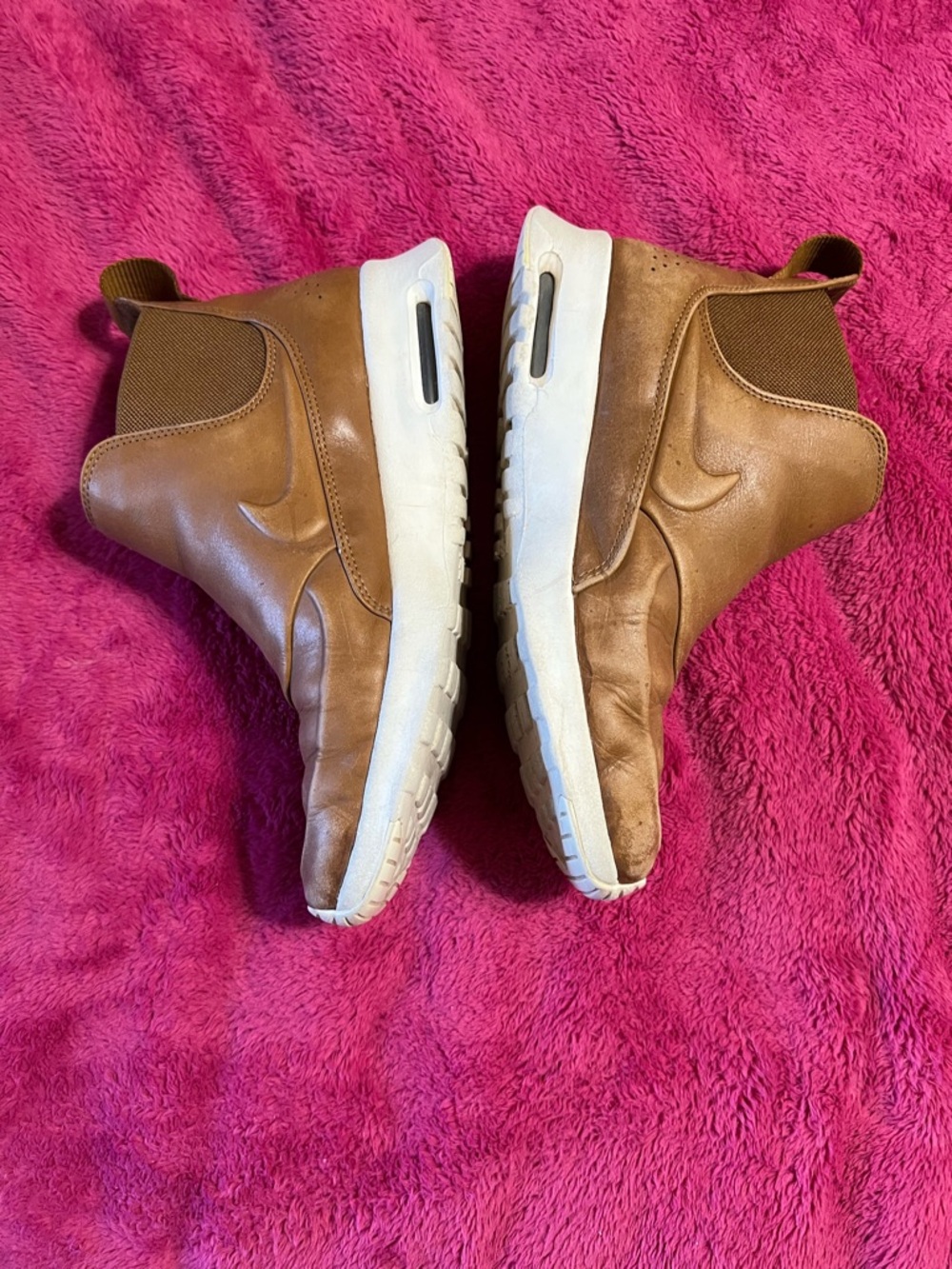 Nike Women’s Brown Leather Slip-On Sneakers with White Sole